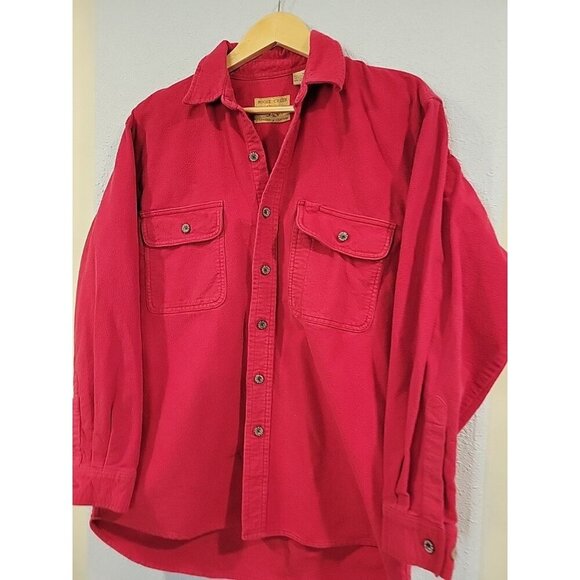 Moose Creek Mens Brushed Cotton Medium Long Sleeve Button Up Red - Picture 2 of 7